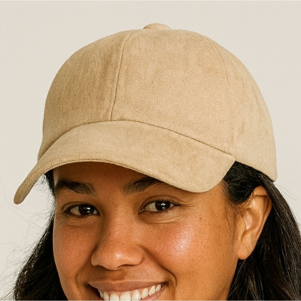Beige Faux Suede Baseball Cap OSFM Adjustable Quiet Luxury Activewear